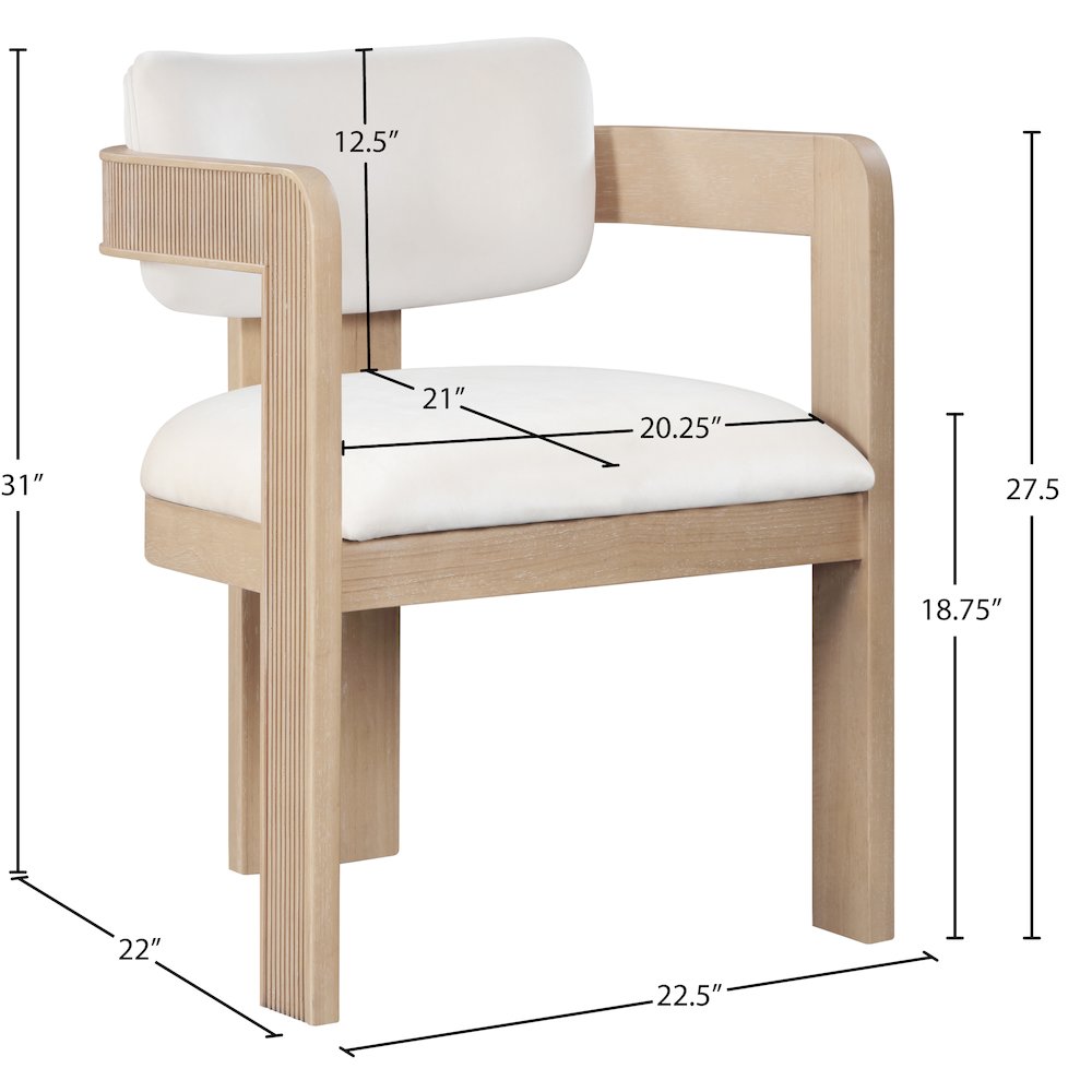 Sacha Cream Velvet Dining Chair, Set of 2. Picture 8