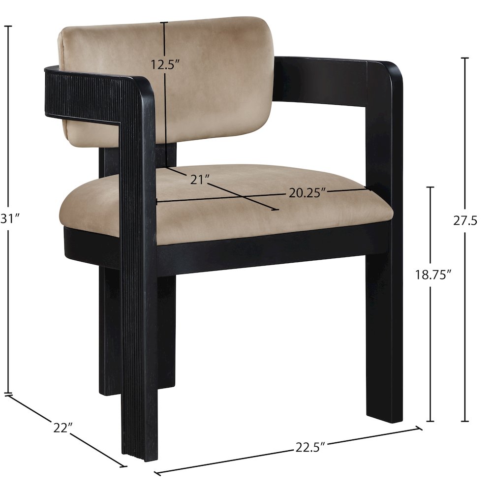 Sacha Beige Velvet Dining Chair, Set of 2. Picture 8