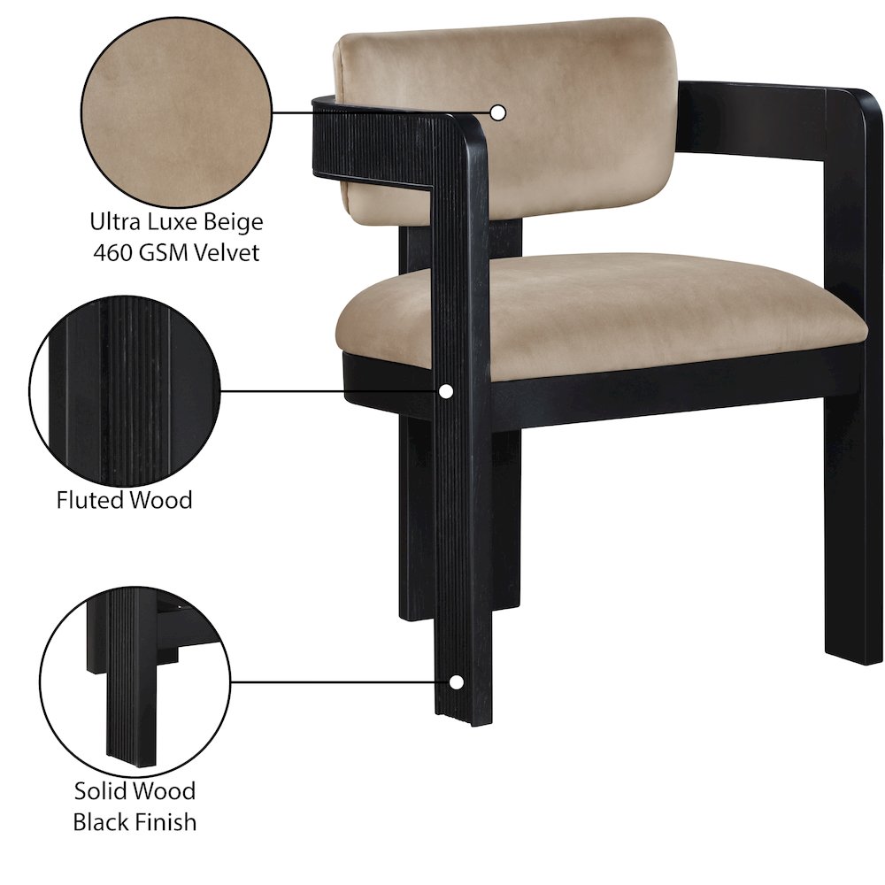 Sacha Beige Velvet Dining Chair, Set of 2. Picture 9