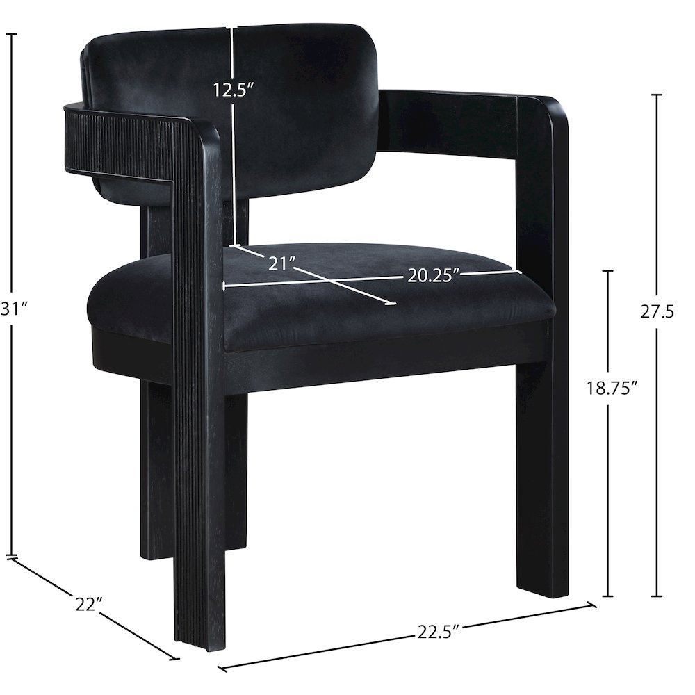 Sacha Black Velvet Dining Chair, Set of 2. Picture 8