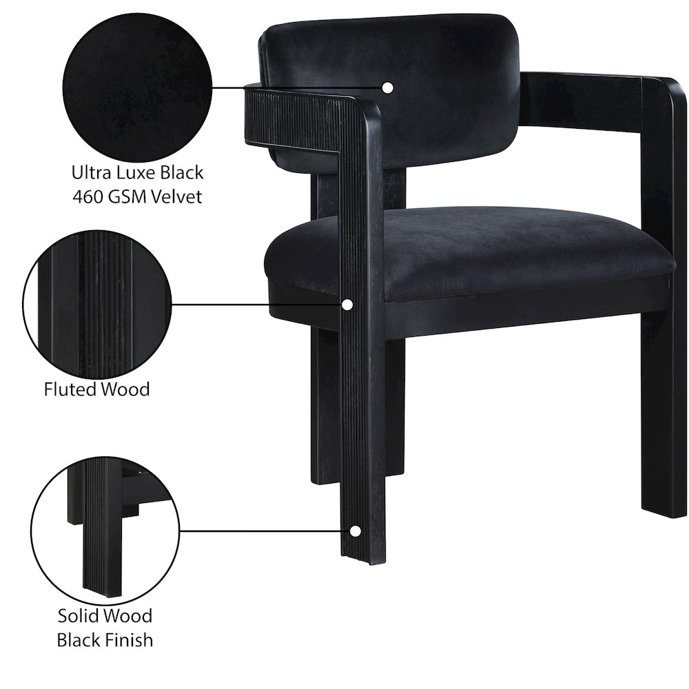 Sacha Black Velvet Dining Chair, Set of 2. Picture 9