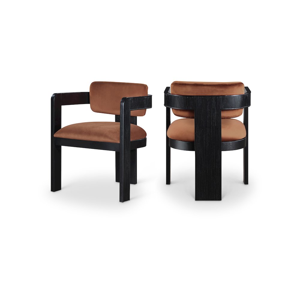 Sacha Cognac Velvet Dining Chair, Set of 2. Picture 1