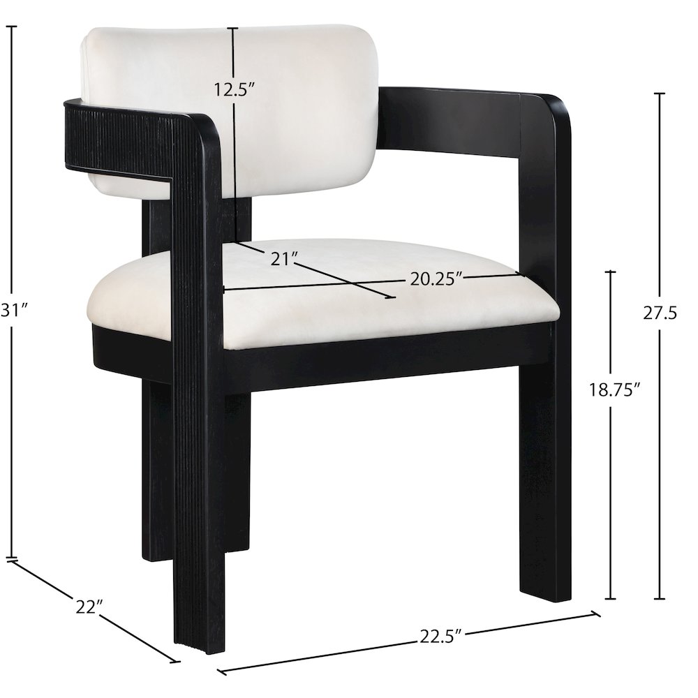 Sacha Cream Velvet Dining Chair, Set of 2. Picture 8
