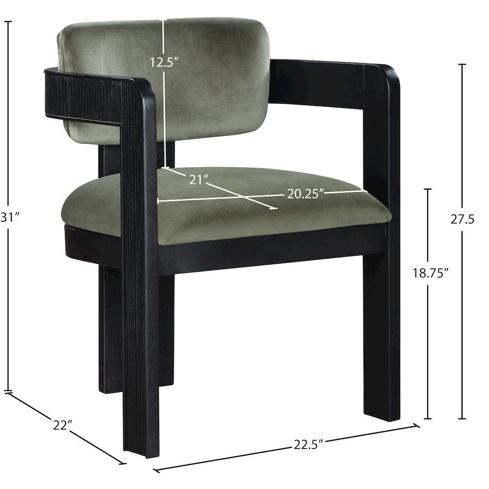 Sacha Green Velvet Dining Chair, Set of 2. Picture 8
