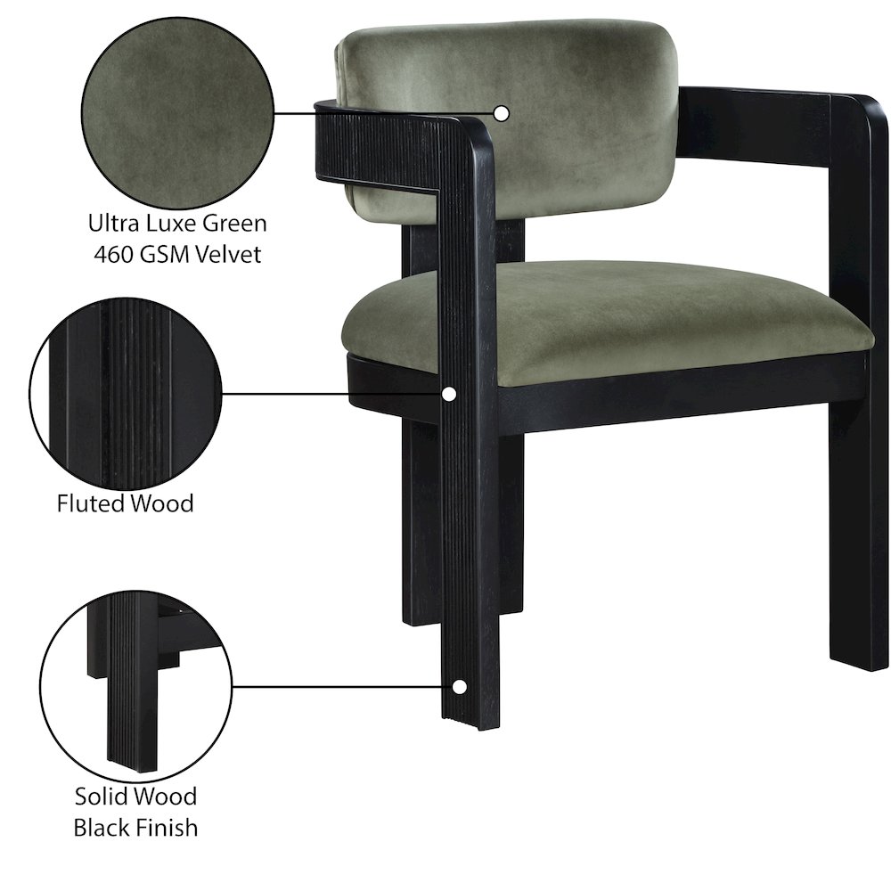 Sacha Green Velvet Dining Chair, Set of 2. Picture 9