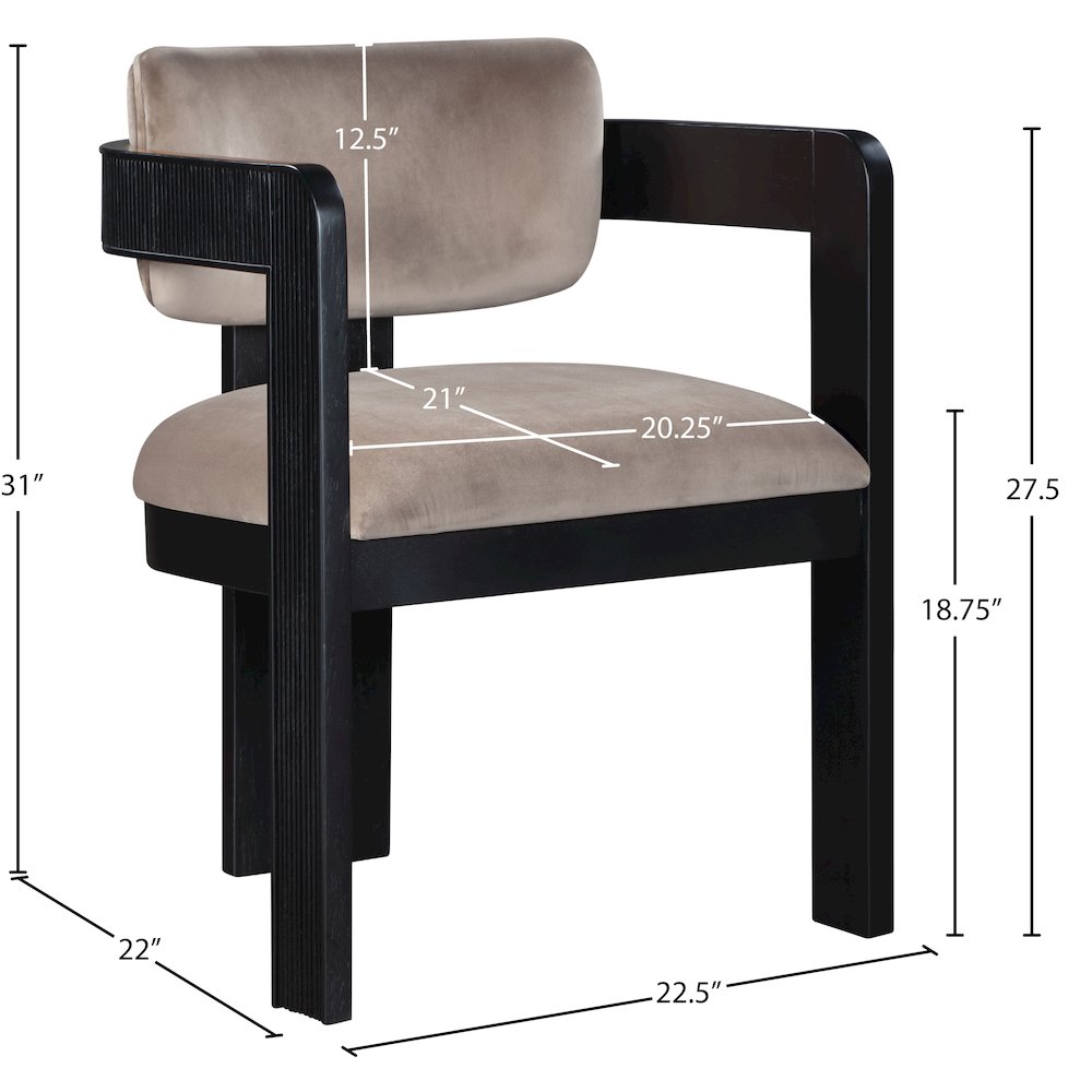 Sacha Taupe Velvet Dining Chair, Set of 2. Picture 8