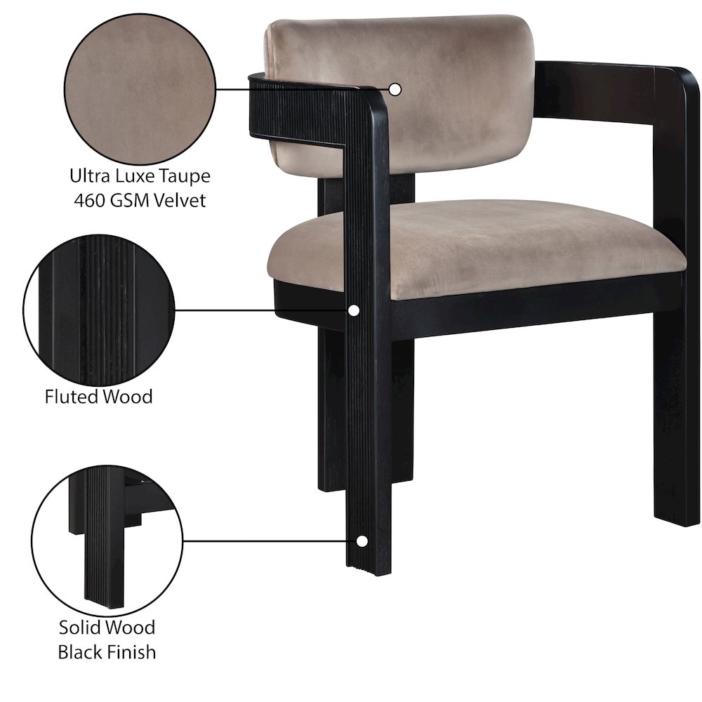 Sacha Taupe Velvet Dining Chair, Set of 2. Picture 9