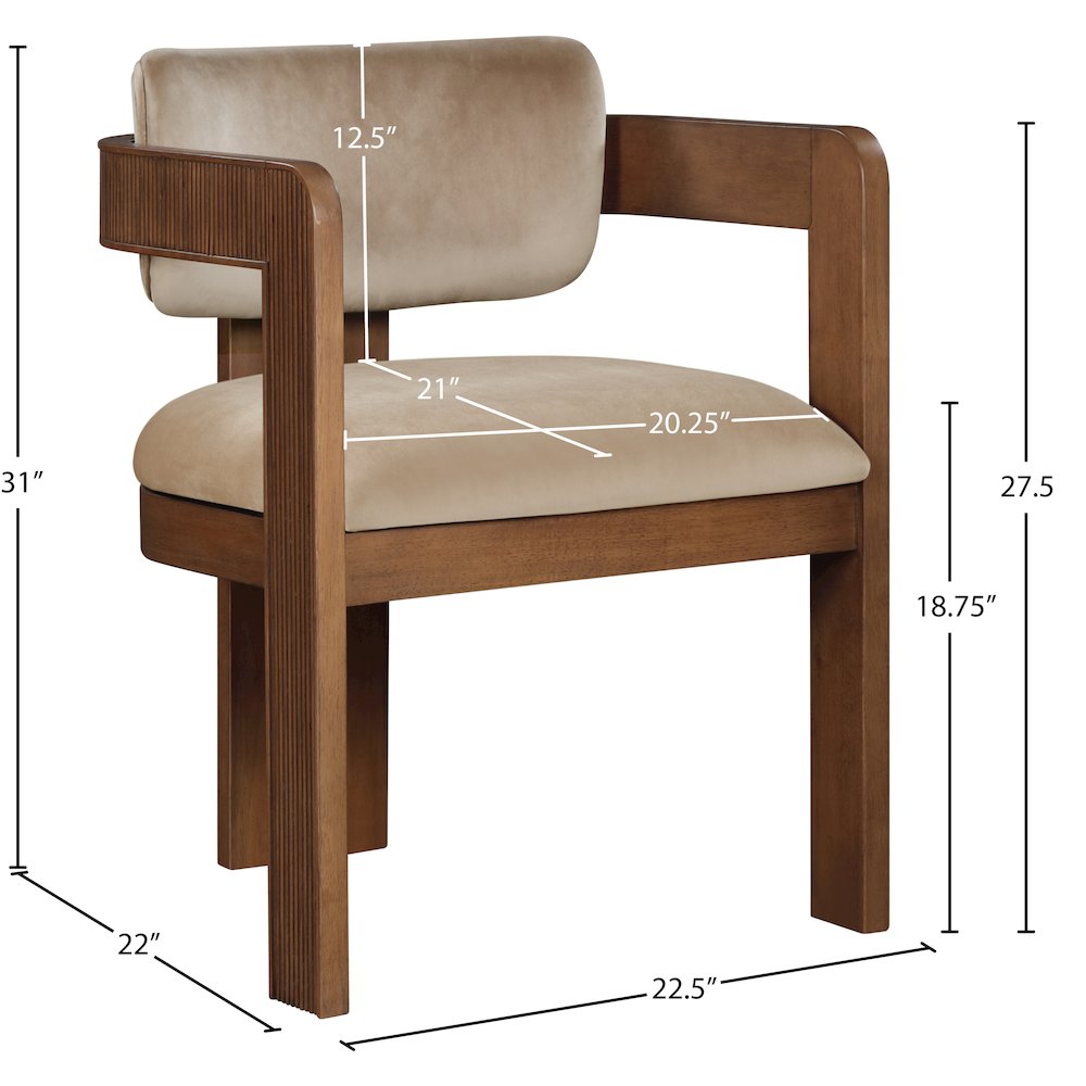 Sacha Beige Velvet Dining Chair, Set of 2. Picture 8