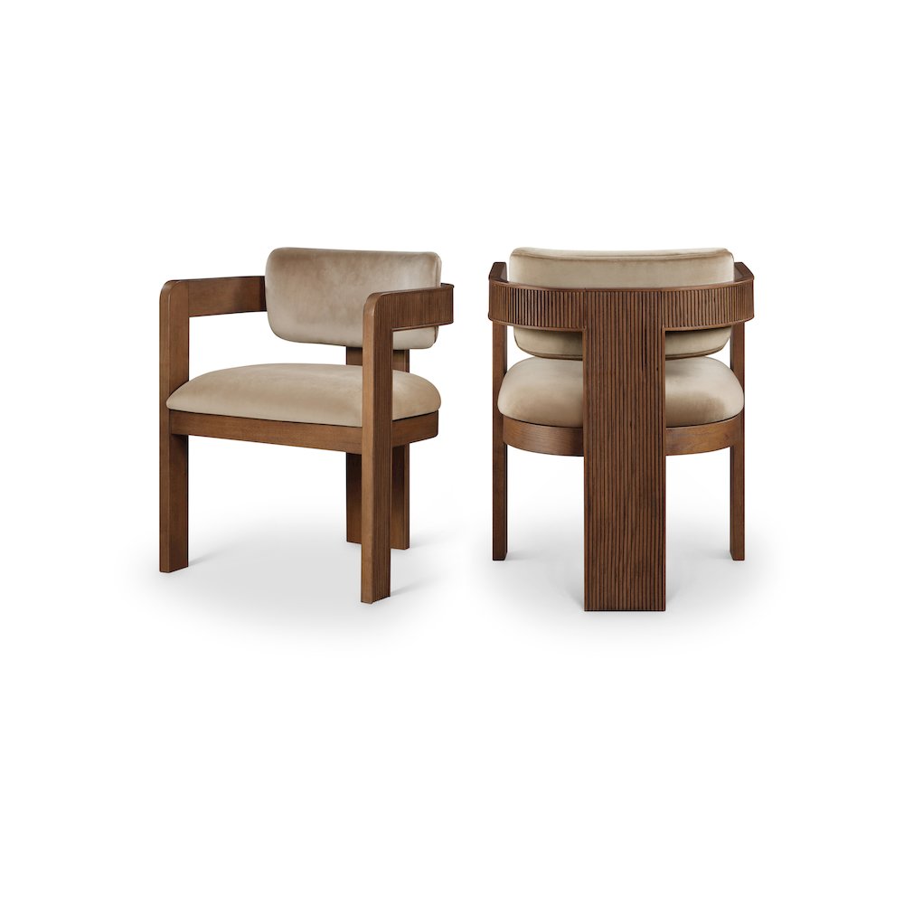 Sacha Beige Velvet Dining Chair, Set of 2. Picture 1