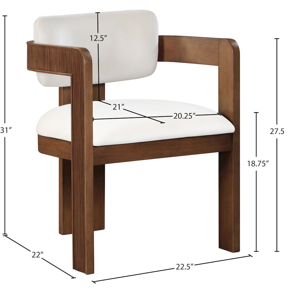 Sacha Cream Velvet Dining Chair, Set of 2. Picture 8