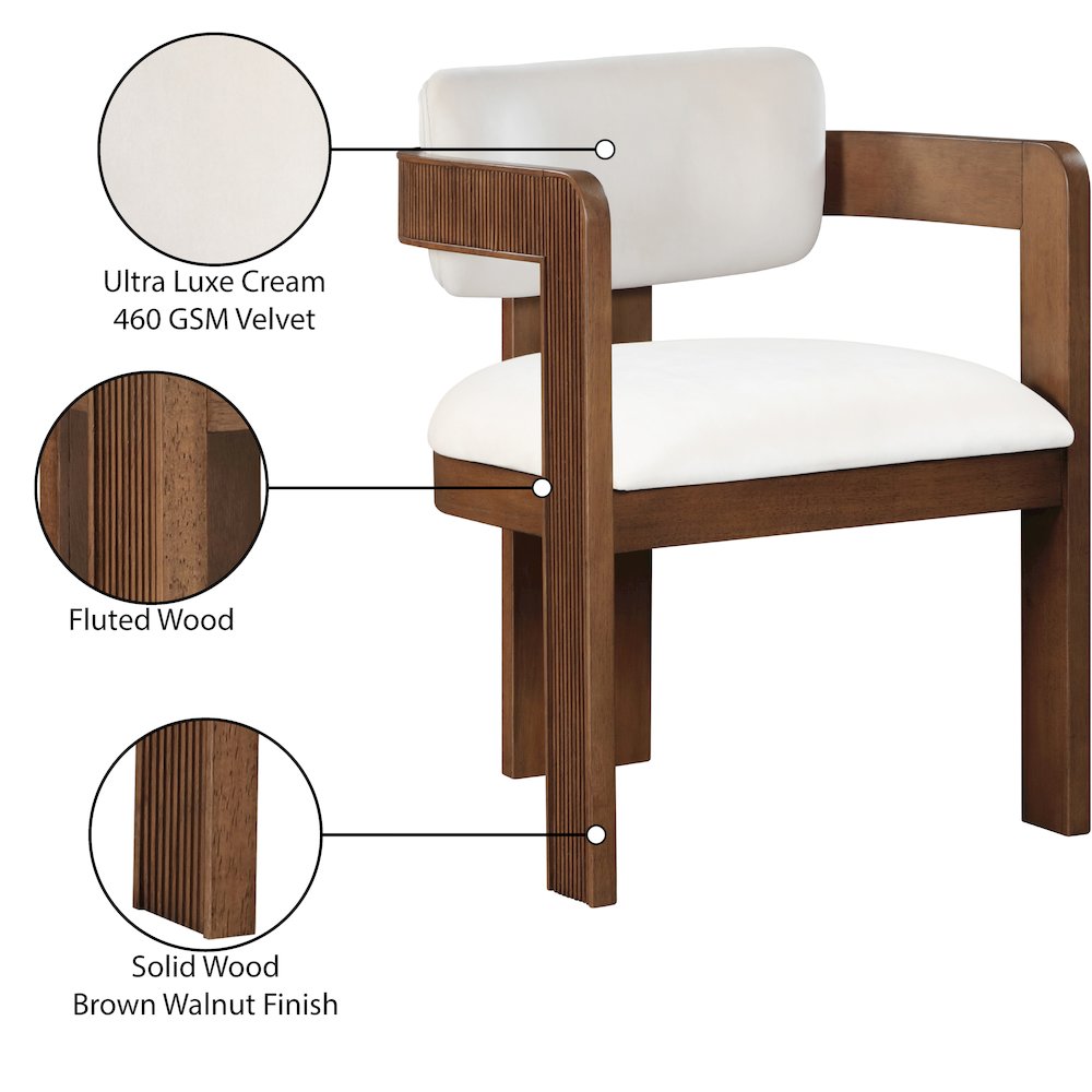 Sacha Cream Velvet Dining Chair, Set of 2. Picture 9