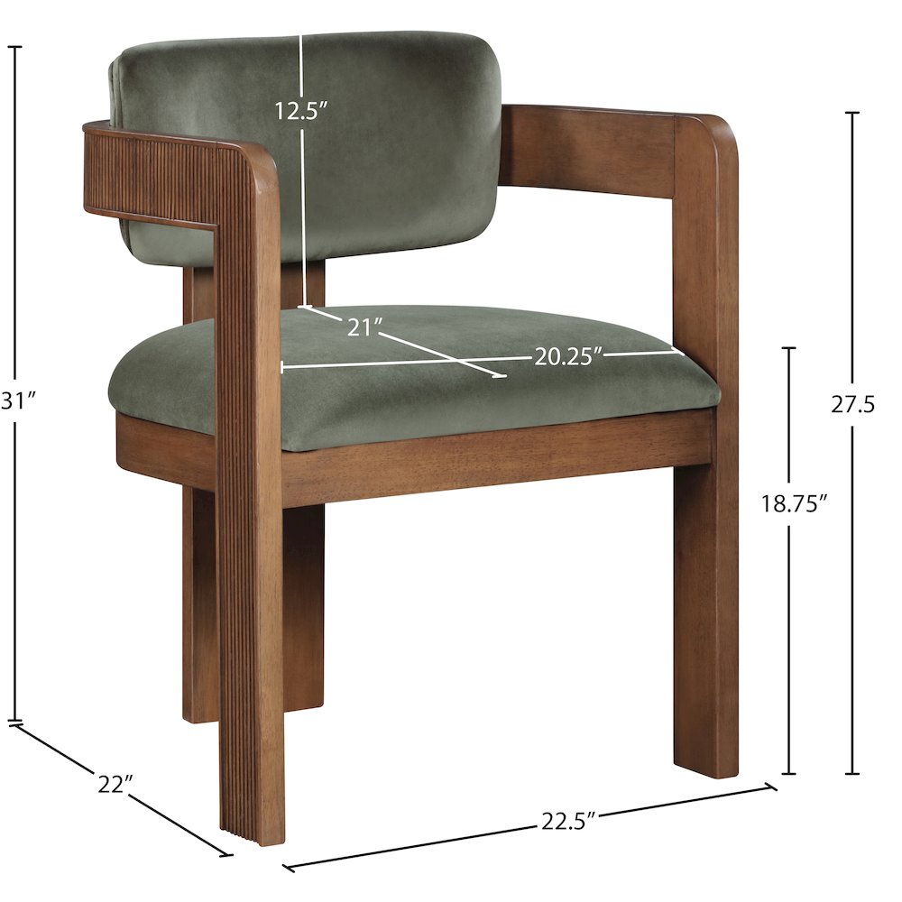 Sacha Green Velvet Dining Chair, Set of 2. Picture 8