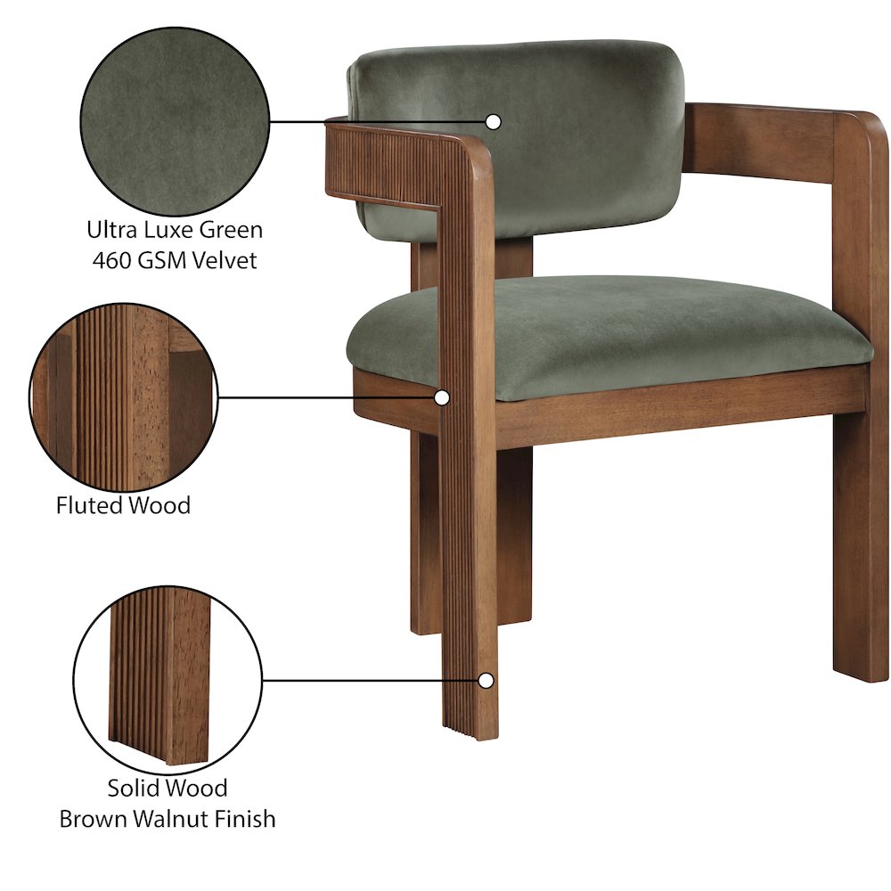 Sacha Green Velvet Dining Chair, Set of 2. Picture 9