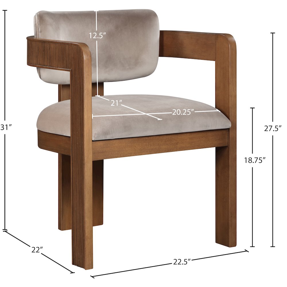Sacha Taupe Velvet Dining Chair, Set of 2. Picture 8