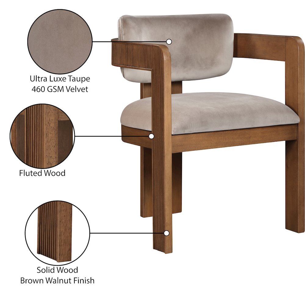 Sacha Taupe Velvet Dining Chair, Set of 2. Picture 9