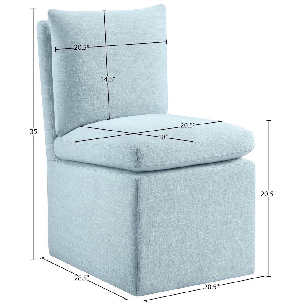 Nelori Light Blue Linen Textured Performance Fabric Dining Chair, Set of 2. Picture 10