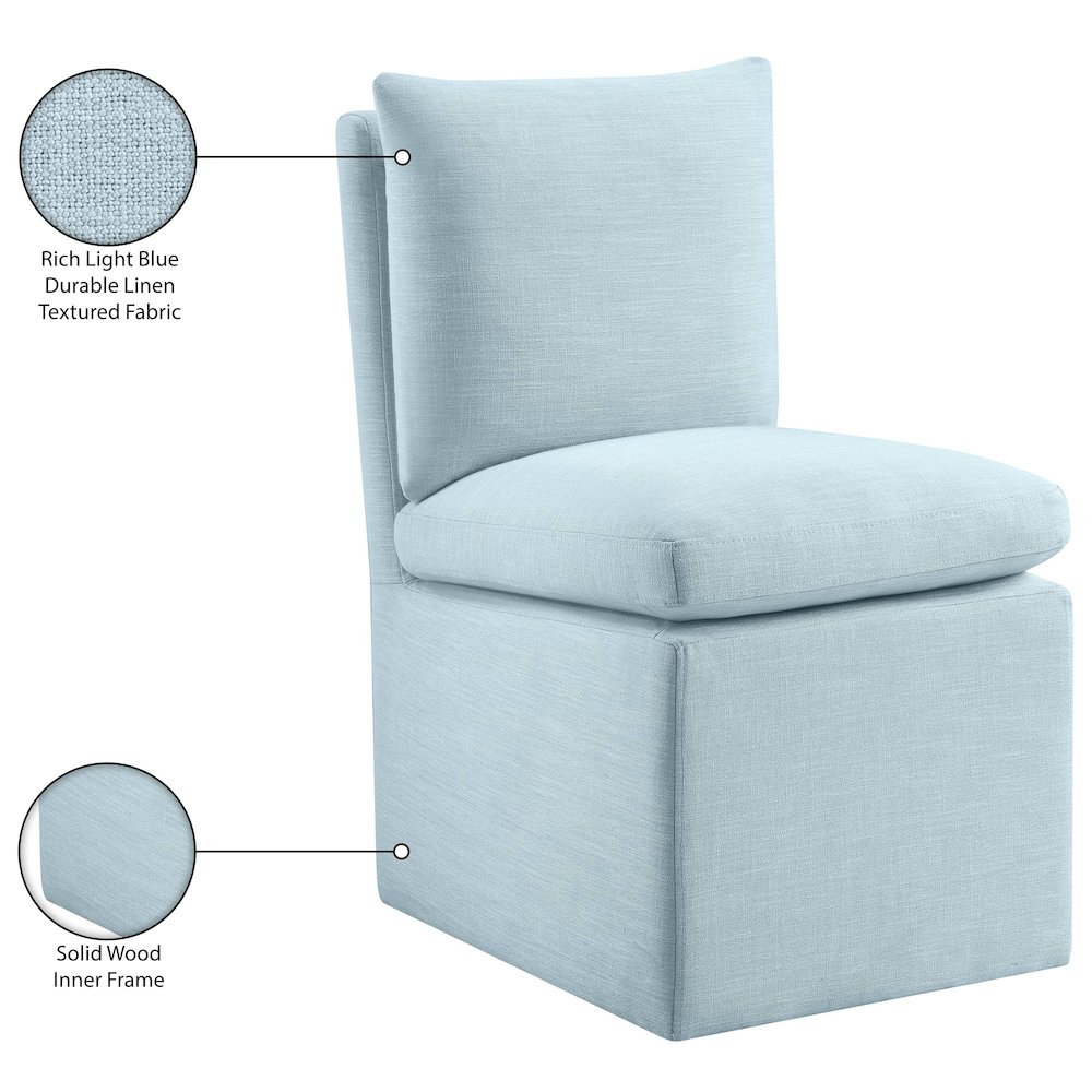 Nelori Light Blue Linen Textured Performance Fabric Dining Chair, Set of 2. Picture 11