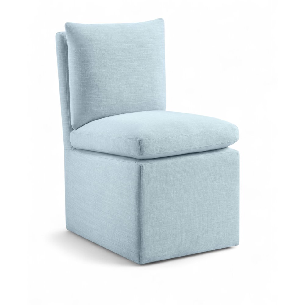Nelori Light Blue Linen Textured Performance Fabric Dining Chair, Set of 2. Picture 2
