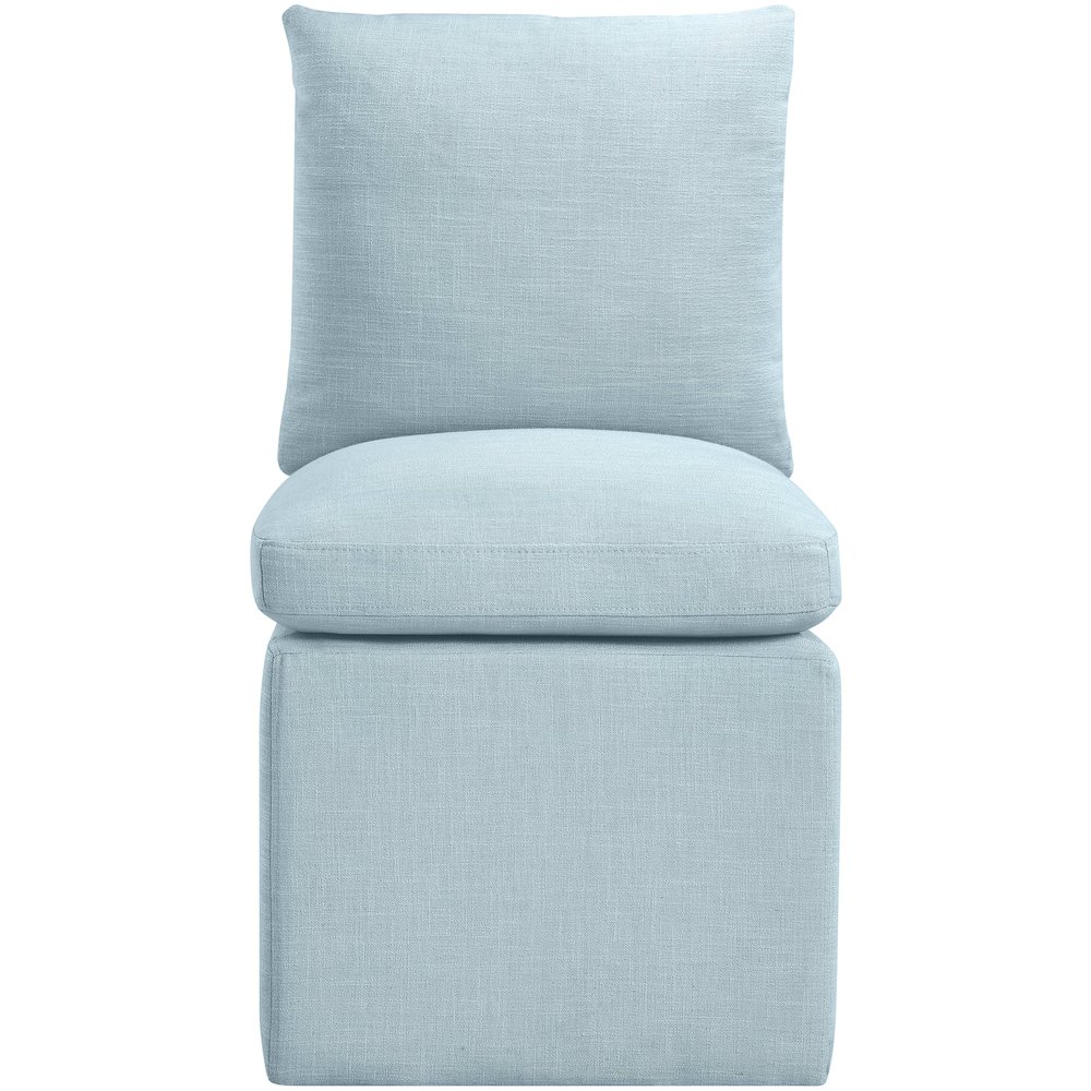 Nelori Light Blue Linen Textured Performance Fabric Dining Chair, Set of 2. Picture 3