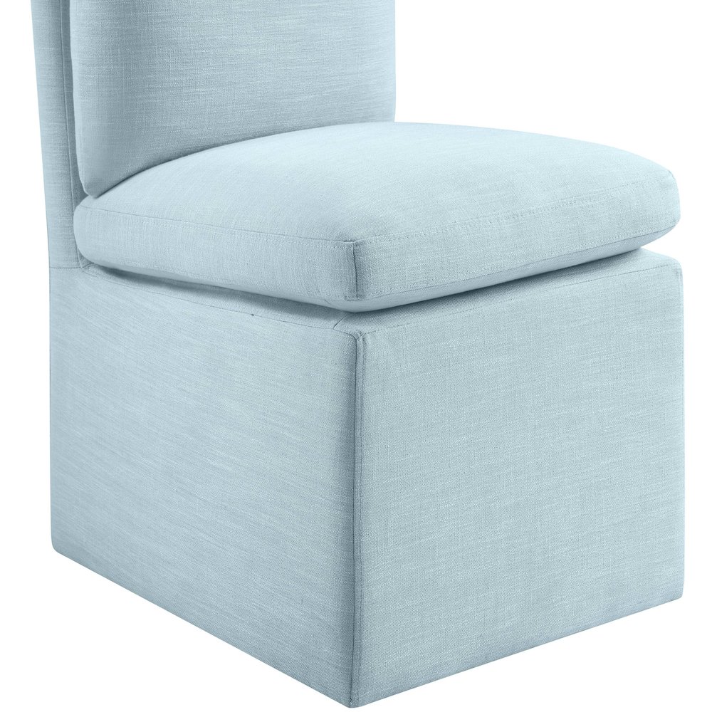 Nelori Light Blue Linen Textured Performance Fabric Dining Chair, Set of 2. Picture 6