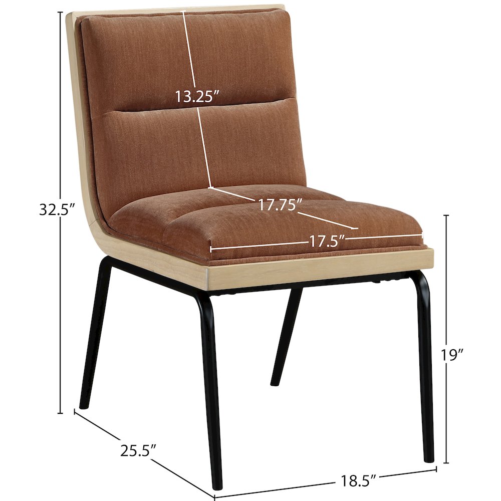 Viceroy Cognac Fabric Upholstered Dining Chair, Set of 2. Picture 11