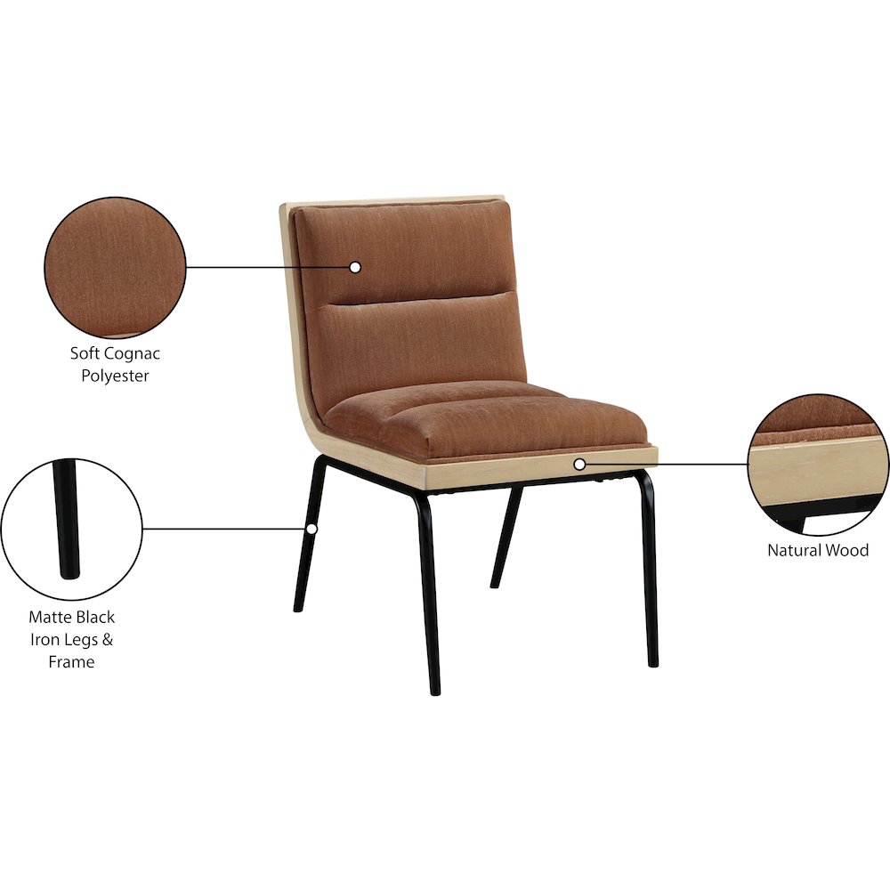Viceroy Cognac Fabric Upholstered Dining Chair, Set of 2. Picture 12