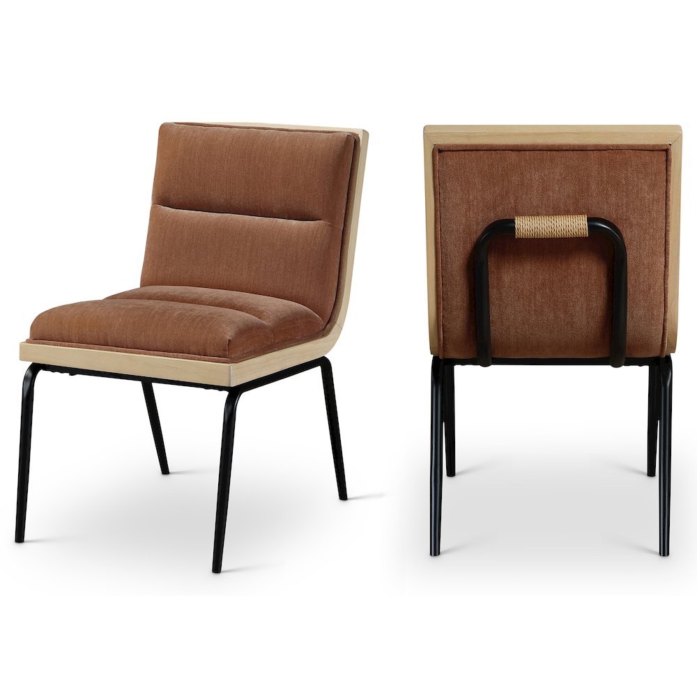 Viceroy Cognac Fabric Upholstered Dining Chair, Set of 2. Picture 1