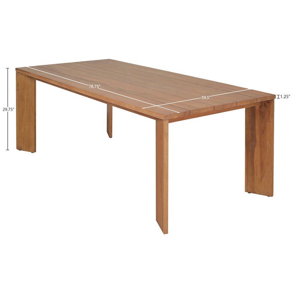 Mirella 78.75" Natural Teak Wood Outdoor Patio Dining Table. Picture 8