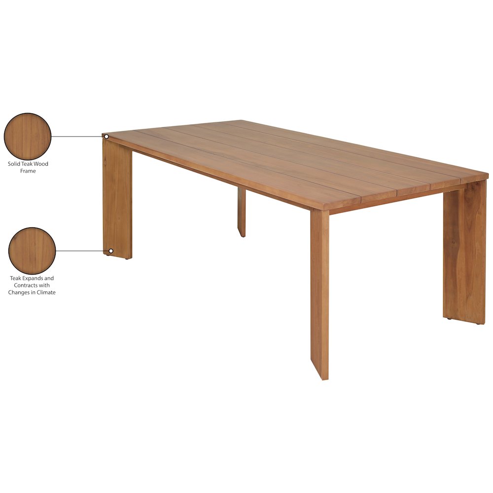 Mirella 78.75" Natural Teak Wood Outdoor Patio Dining Table. Picture 9