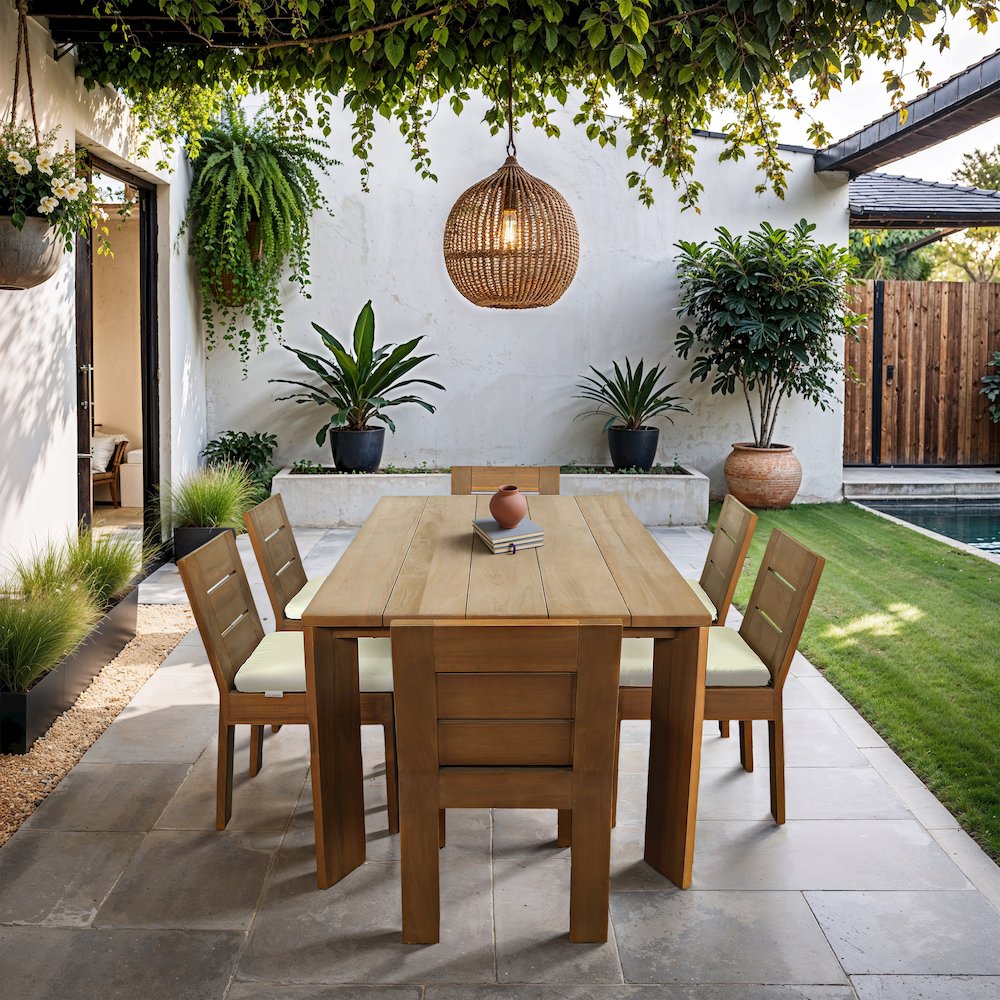 Mirella 78.75" Natural Teak Wood Outdoor Patio Dining Table. Picture 2