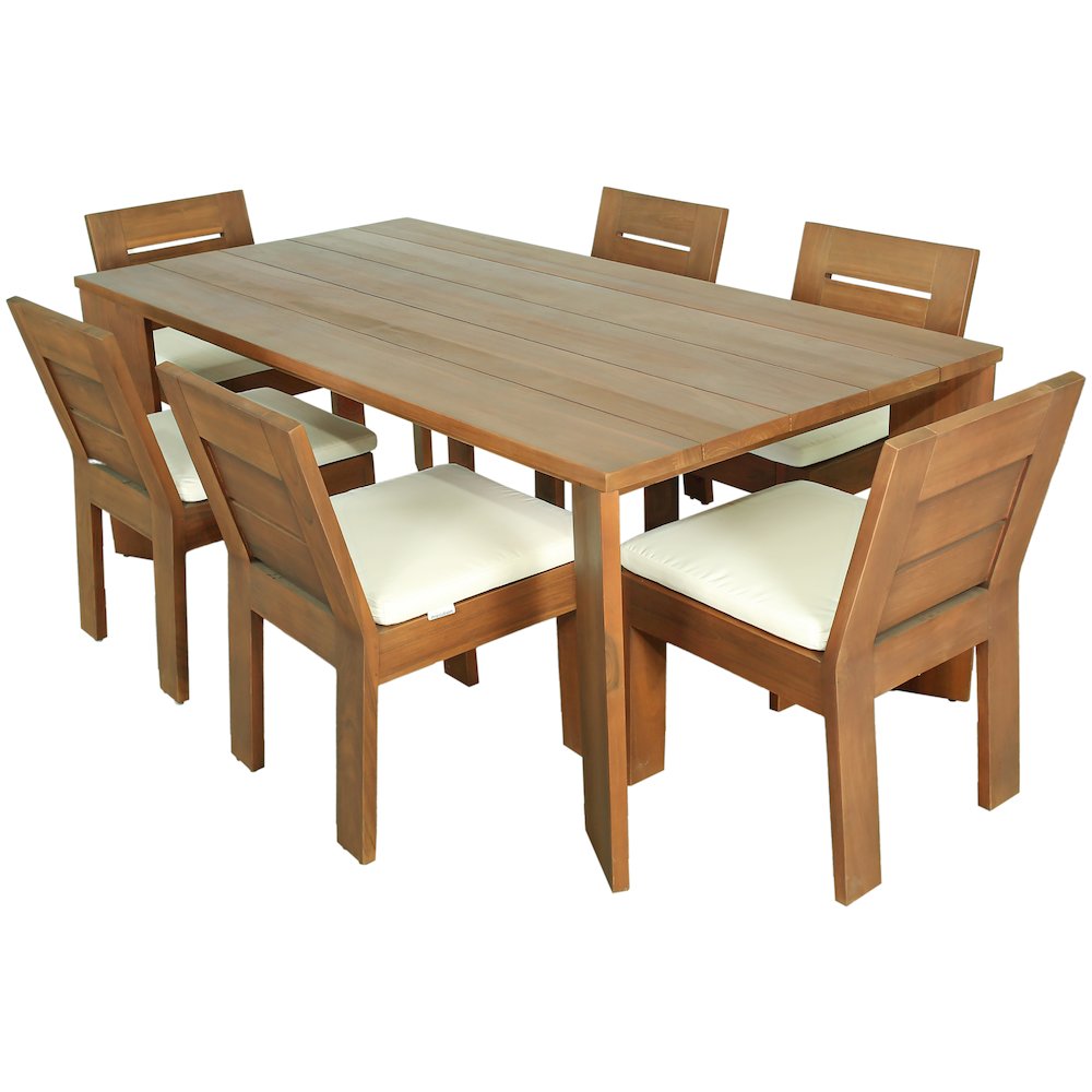 Mirella 78.75" Natural Teak Wood Outdoor Patio Dining Table. Picture 6