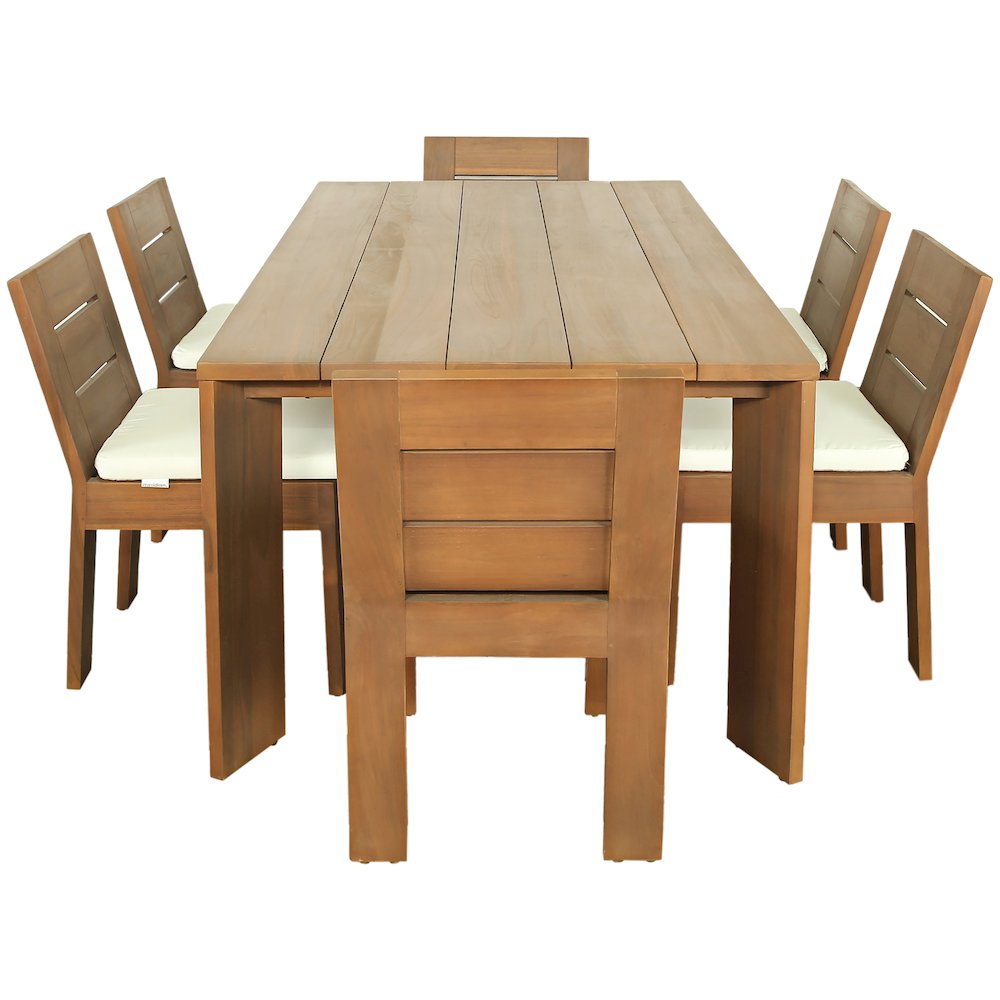 Mirella 78.75" Natural Teak Wood Outdoor Patio Dining Table. Picture 7