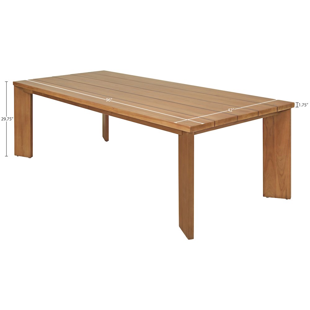 Mirella 96" Natural Teak Wood Outdoor Patio Dining Table. Picture 8