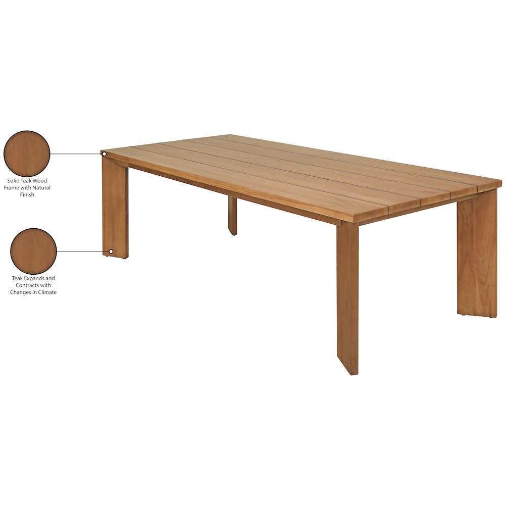 Mirella 96" Natural Teak Wood Outdoor Patio Dining Table. Picture 9