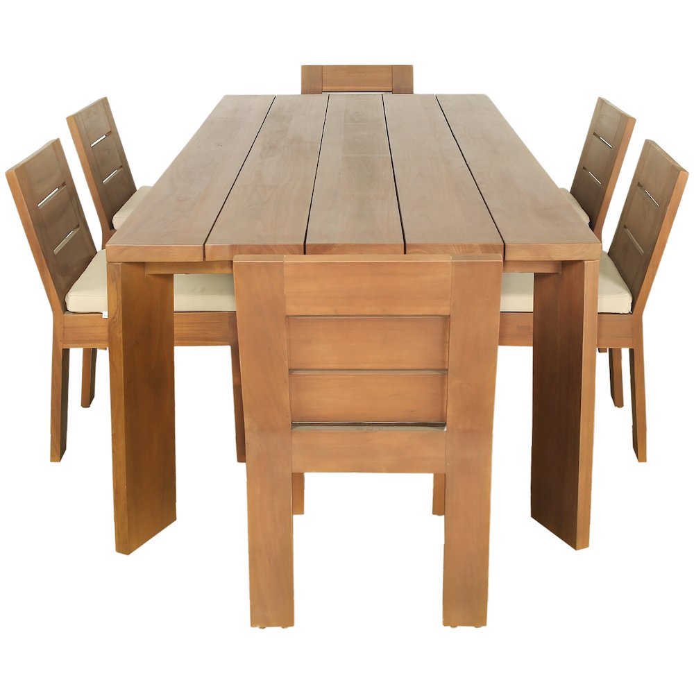 Mirella 96" Natural Teak Wood Outdoor Patio Dining Table. Picture 7