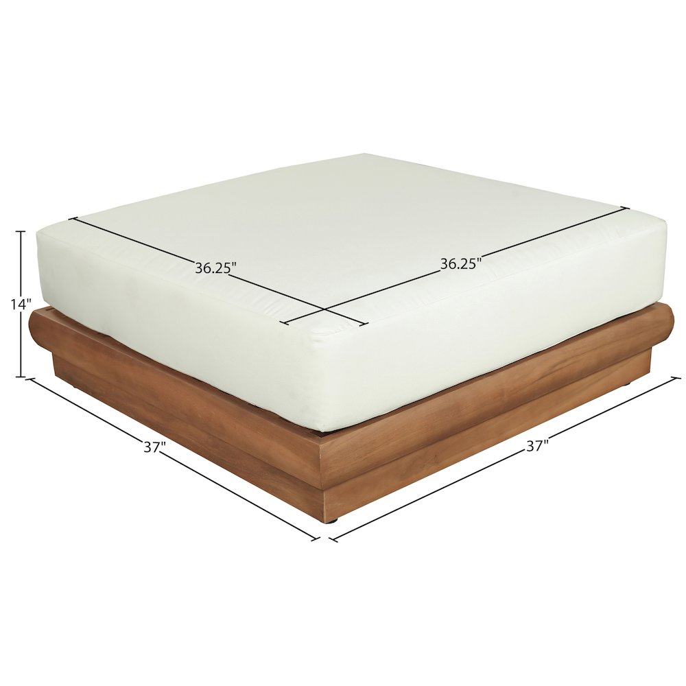 Mirella White Water Resistant Fabric Patio Ottoman. Picture 6