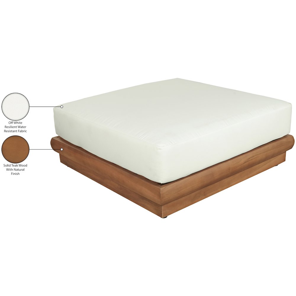 Mirella White Water Resistant Fabric Patio Ottoman. Picture 7