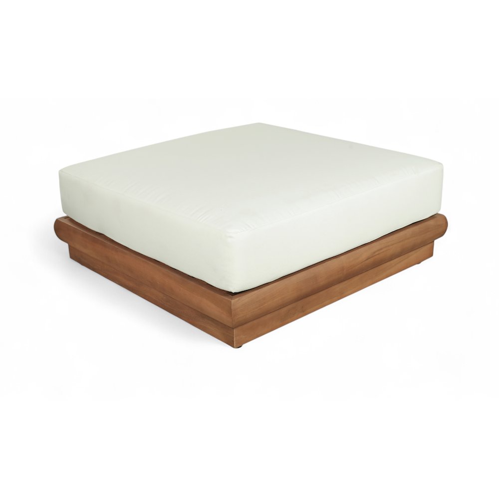 Mirella White Water Resistant Fabric Patio Ottoman. Picture 1