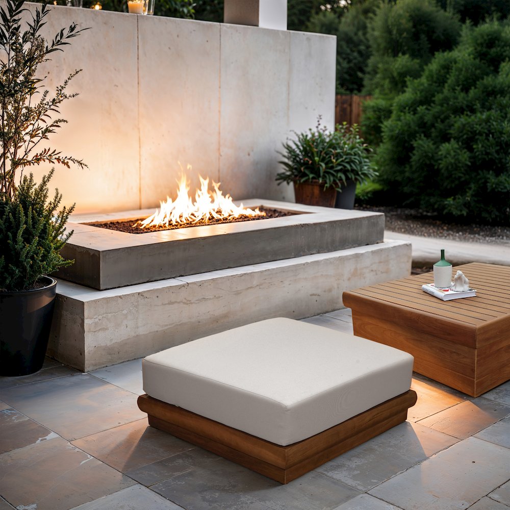 Mirella White Water Resistant Fabric Patio Ottoman. Picture 2