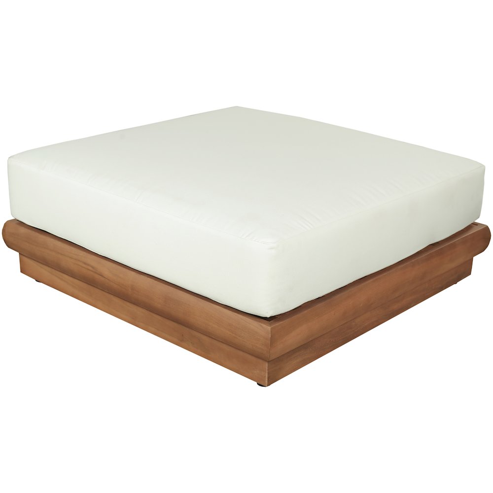 Mirella White Water Resistant Fabric Patio Ottoman. Picture 4