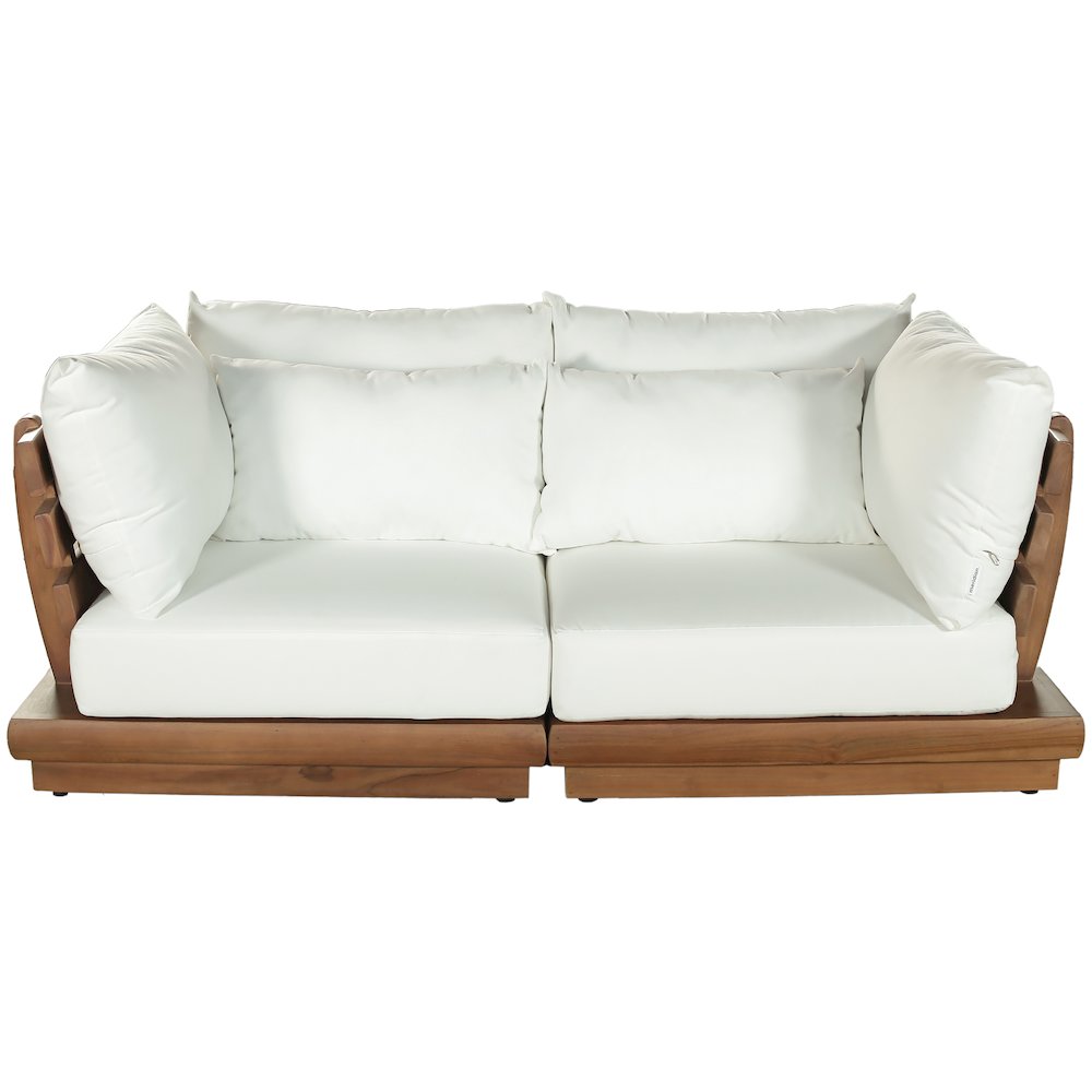 Mirella 76" White Water Resistant Fabric 2pc Patio Loveseat. Picture 3