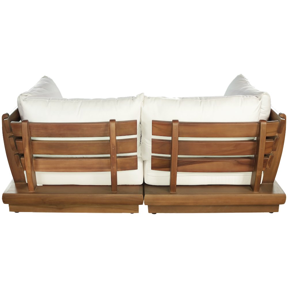 Mirella 76" White Water Resistant Fabric 2pc Patio Loveseat. Picture 5