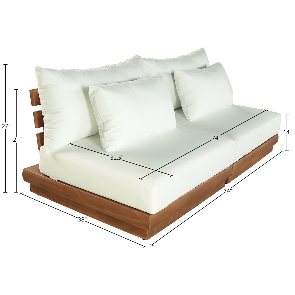 Mirella 74" White Water Resistant Fabric 2pc Patio Loveseat. Picture 7