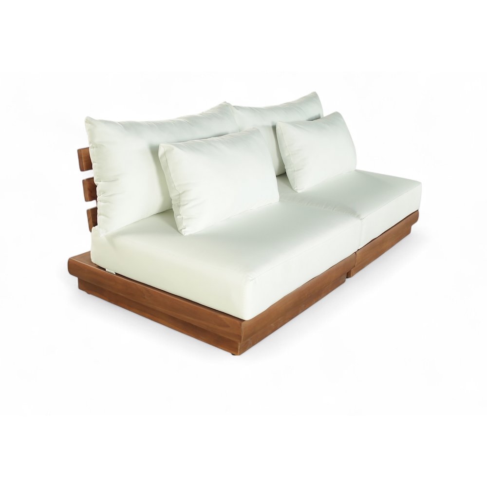 Mirella 74" White Water Resistant Fabric 2pc Patio Loveseat. Picture 1