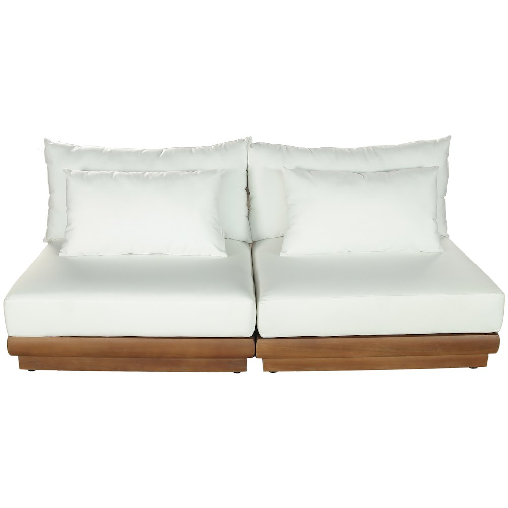 Mirella 74" White Water Resistant Fabric 2pc Patio Loveseat. Picture 3