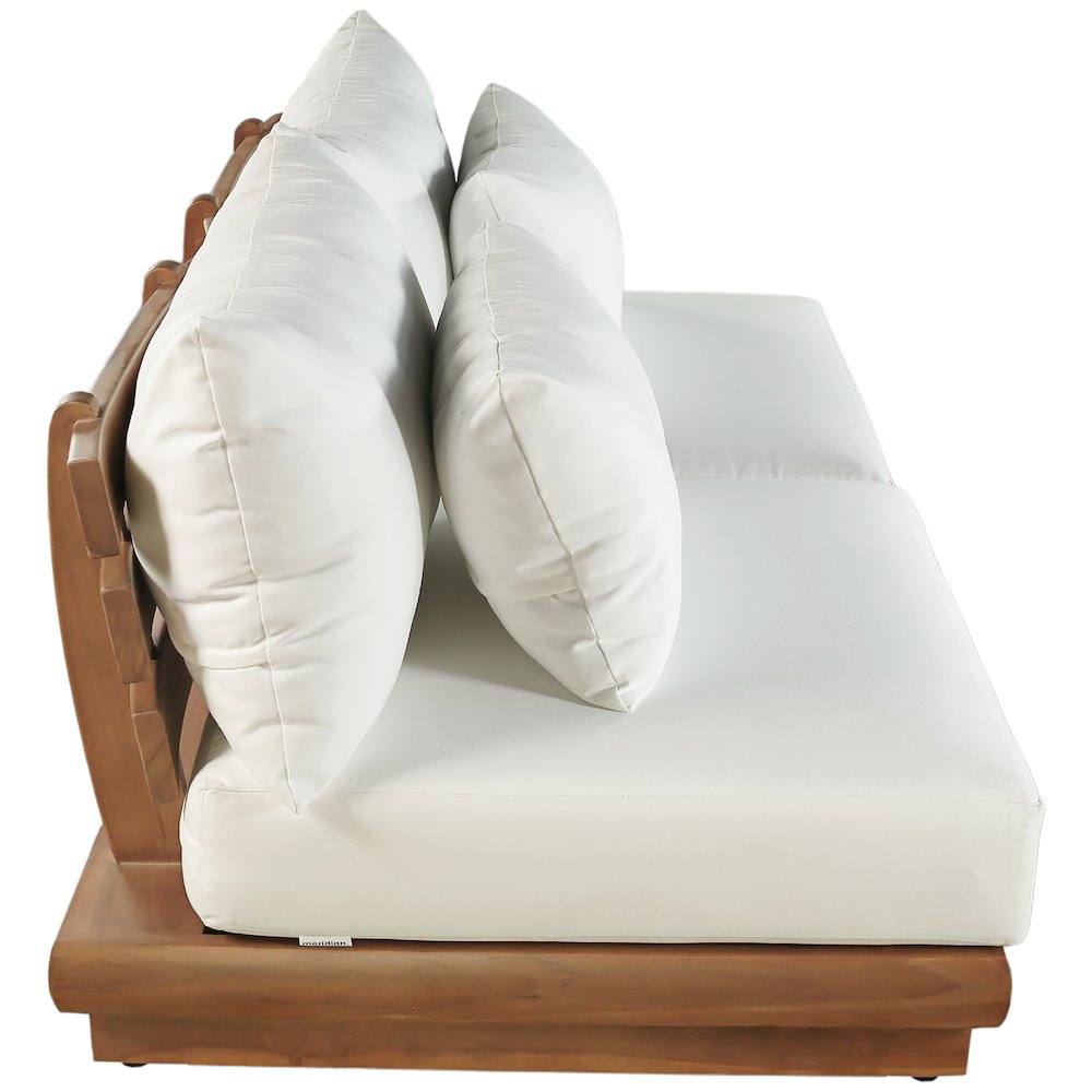 Mirella 74" White Water Resistant Fabric 2pc Patio Loveseat. Picture 4