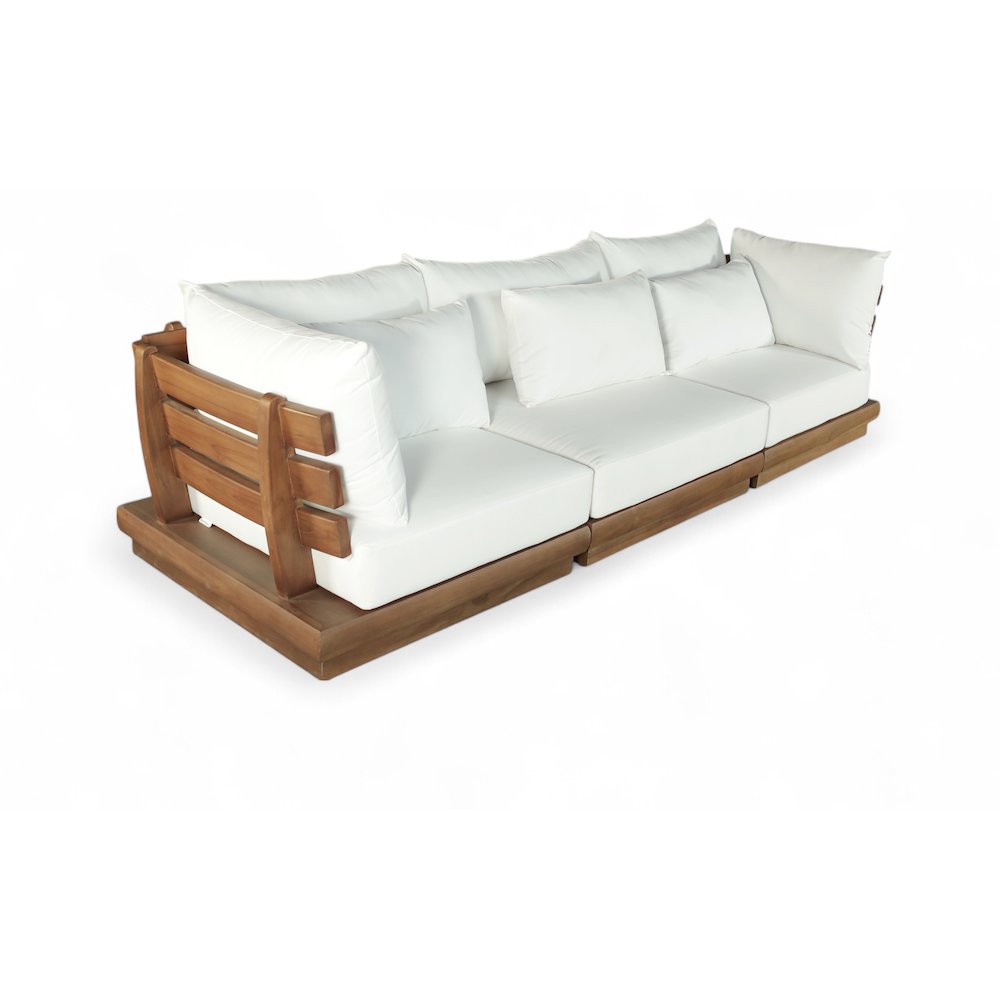 Mirella 113" White Water Resistant Fabric 3pc Patio Sofa. Picture 1