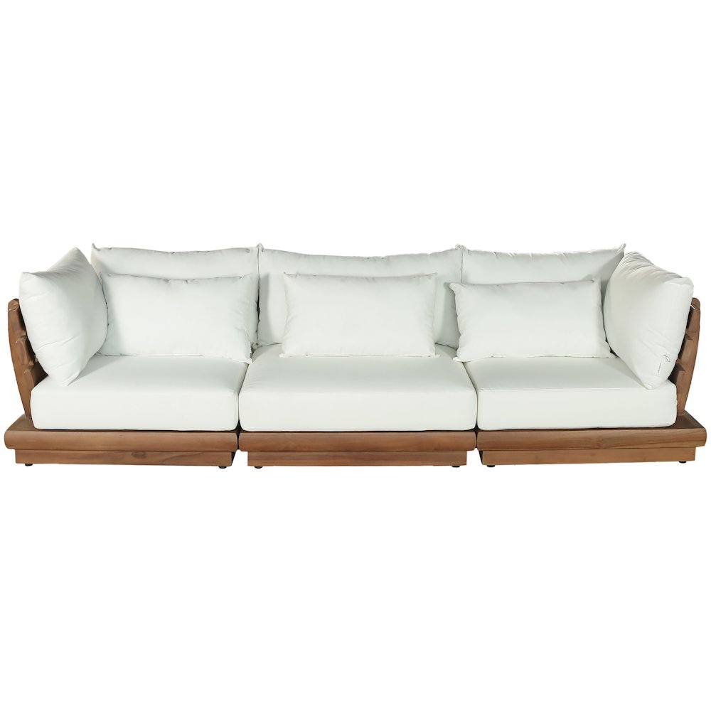 Mirella 113" White Water Resistant Fabric 3pc Patio Sofa. Picture 3