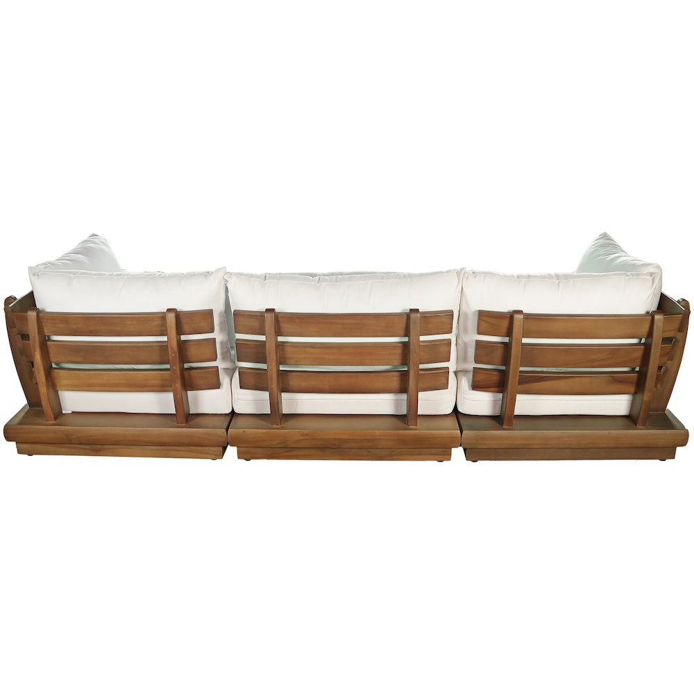 Mirella 113" White Water Resistant Fabric 3pc Patio Sofa. Picture 5