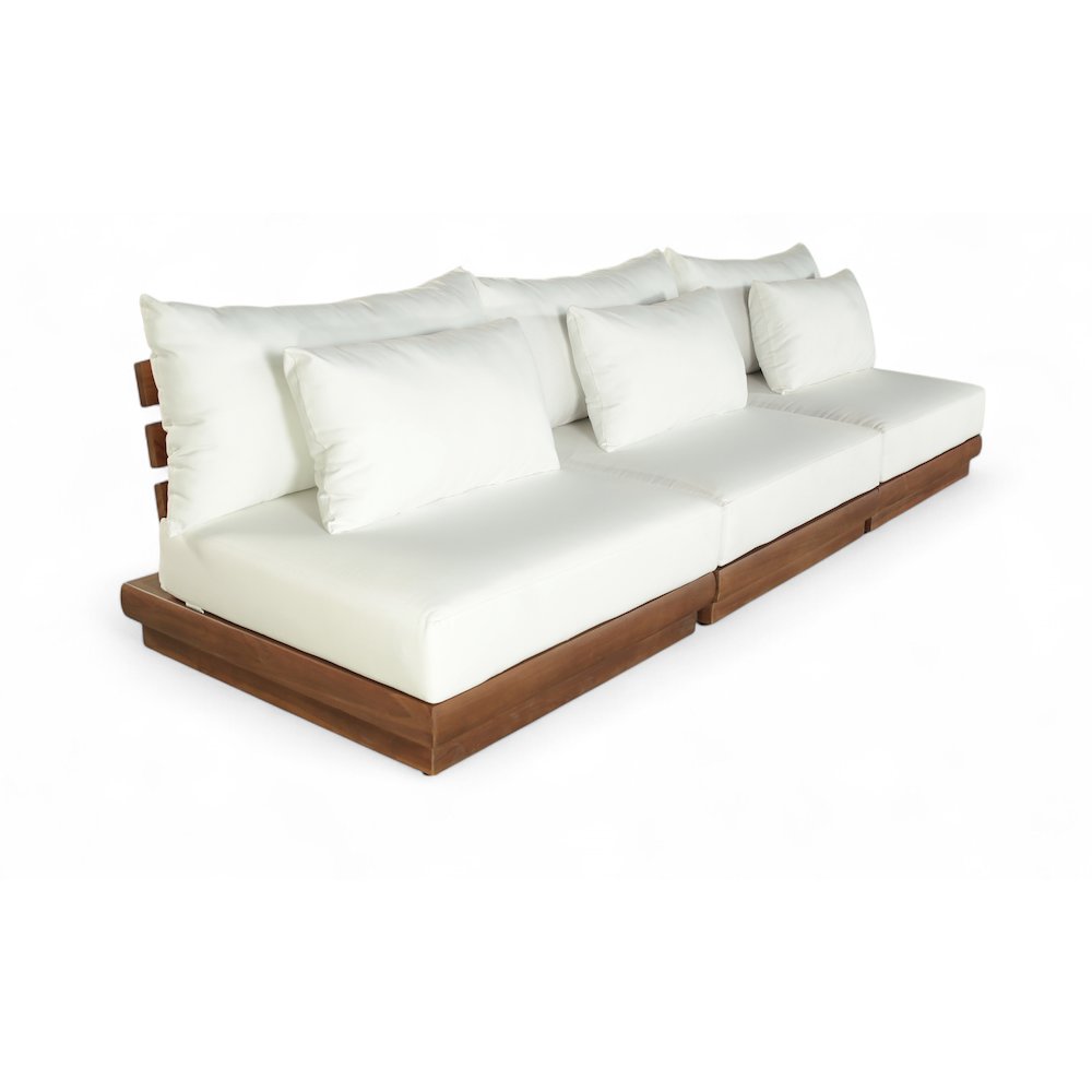 Mirella 111" White Water Resistant Fabric 3pc Patio Sofa. Picture 1
